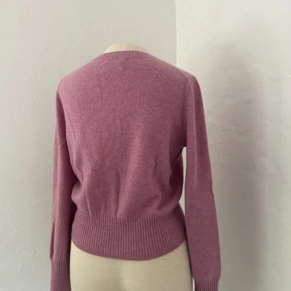 J.CREW Cashmere Shrunken Crewneck Sweater Raspberry S NWOT - Picture 5 of 10